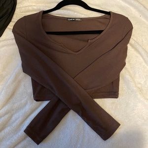 mocha brown cropped long sleeve